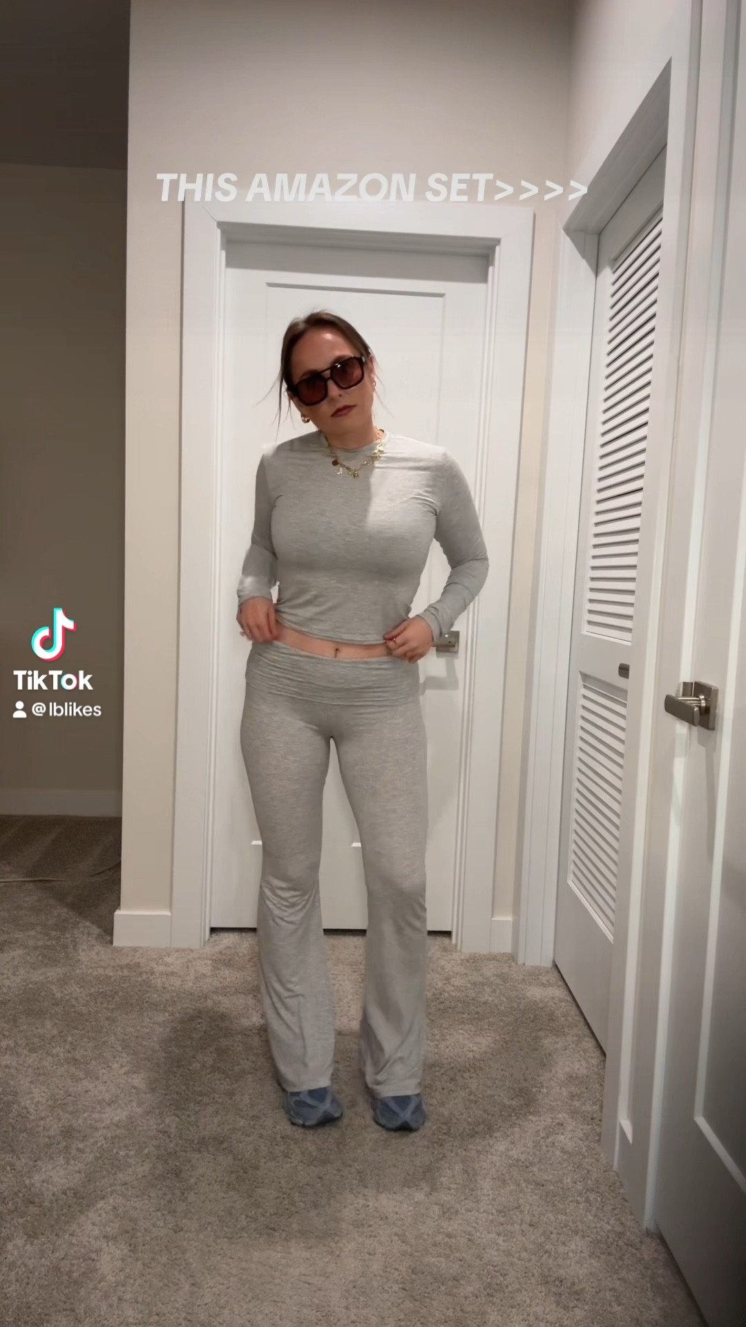 Comfy set, yoga pants, casual outfit, affordable set, grey, 