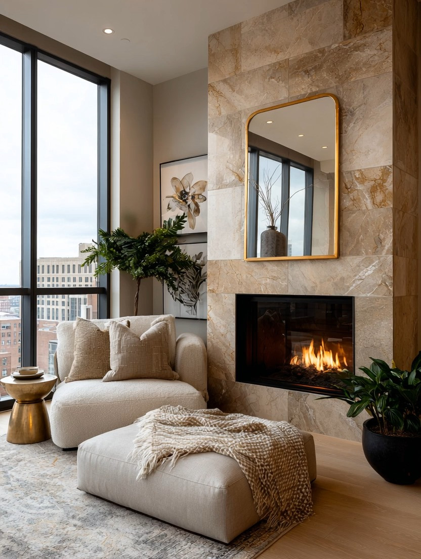 Looking for the perfect over-the-fireplace mirror?

Here’s the trick: go with a gold metal frame.

A fireplace already carries strong visual weight — stone, marble, flame, texture. Adding a wood frame on top of that can feel heavy or repetitive. Metal, especially brushed or warm gold, creates contrast and balance.

Why it works:

• Metal offsets the warmth of the fire
• Gold reflects light and enhances the glow
• A slim frame keeps the look modern and elevated

Whether your fireplace is electric, gas, or traditional wood-burning, the visual principle stays the same — balance texture with contrast.

A gold-framed mirror instantly:

– Brightens the room
– Adds height
– Makes the fireplace feel intentional
– Works in both modern and classic spaces

Keep the shape clean (arched or softly rounded corners work beautifully), and let the mirror amplify the firelight.

Sometimes one piece above the mantel is all you need. 

 #LTKHome