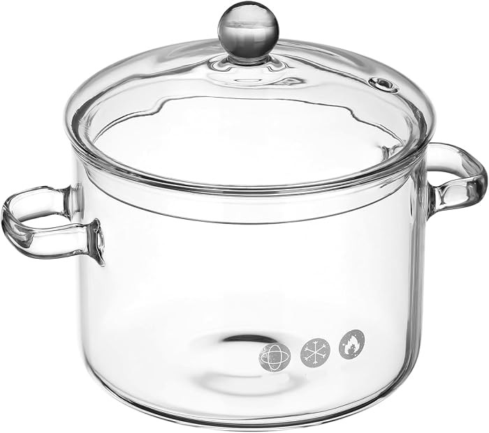 Yardwe Glass Pot, 2 Quarts Heat-Resistant Simmer Pot for Stove, Clear Glass Cooking Cookware for ... | Amazon (US)