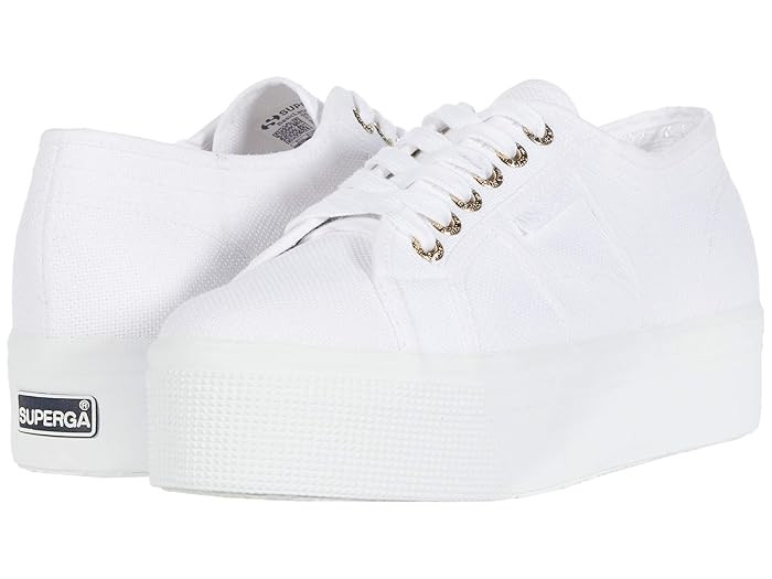 Superga 2790 Acotw Platform Sneaker (White/Gold) Women's Lace up casual Shoes | Zappos