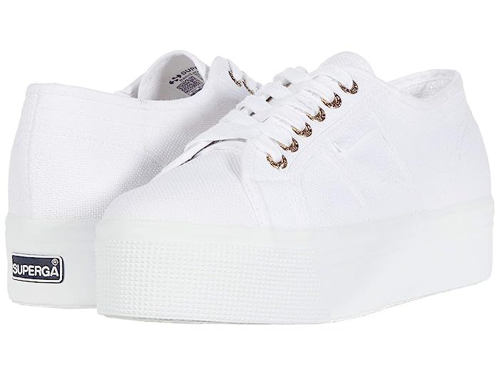 Superga 2790 Acotw Platform Sneaker (White/Gold) Women's Lace up casual Shoes | Zappos