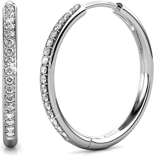 Cate & Chloe Bianca 18k White Gold Plated Silver Hoop Earrings with Swarovski Crystals | Women's ... | Walmart (US)