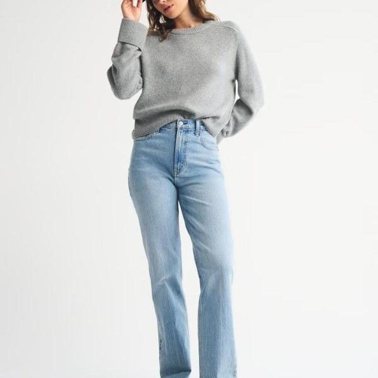 Abercrombie & Fitch Women's Straight leg Jeans - Blue - 34 | Depop US