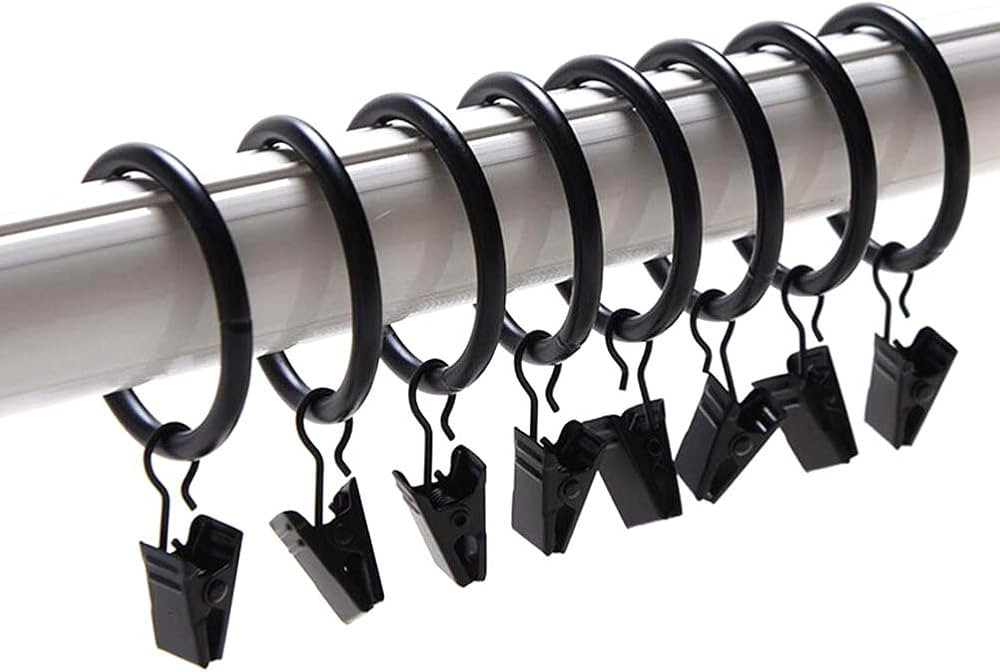 Coideal Small Curtain Rings with Clips - 30 Pcs 1 Inch Mini Black Metal Drape Clip Hook for Drape... | Amazon (CA)