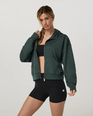 Vuori Halo Modern Full Zip Hoodie | Hemlock Heather | Large | Vuori Clothing (US & Canada)
