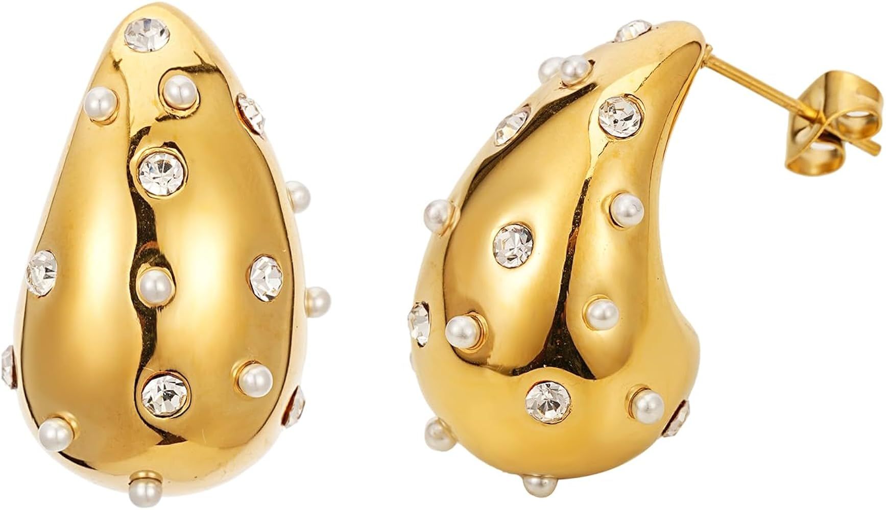 Sylph Teardrop Earring Lightweight Chunky Gold Hoop Earrings for Women, Hypoallergenic Earring Fa... | Amazon (US)