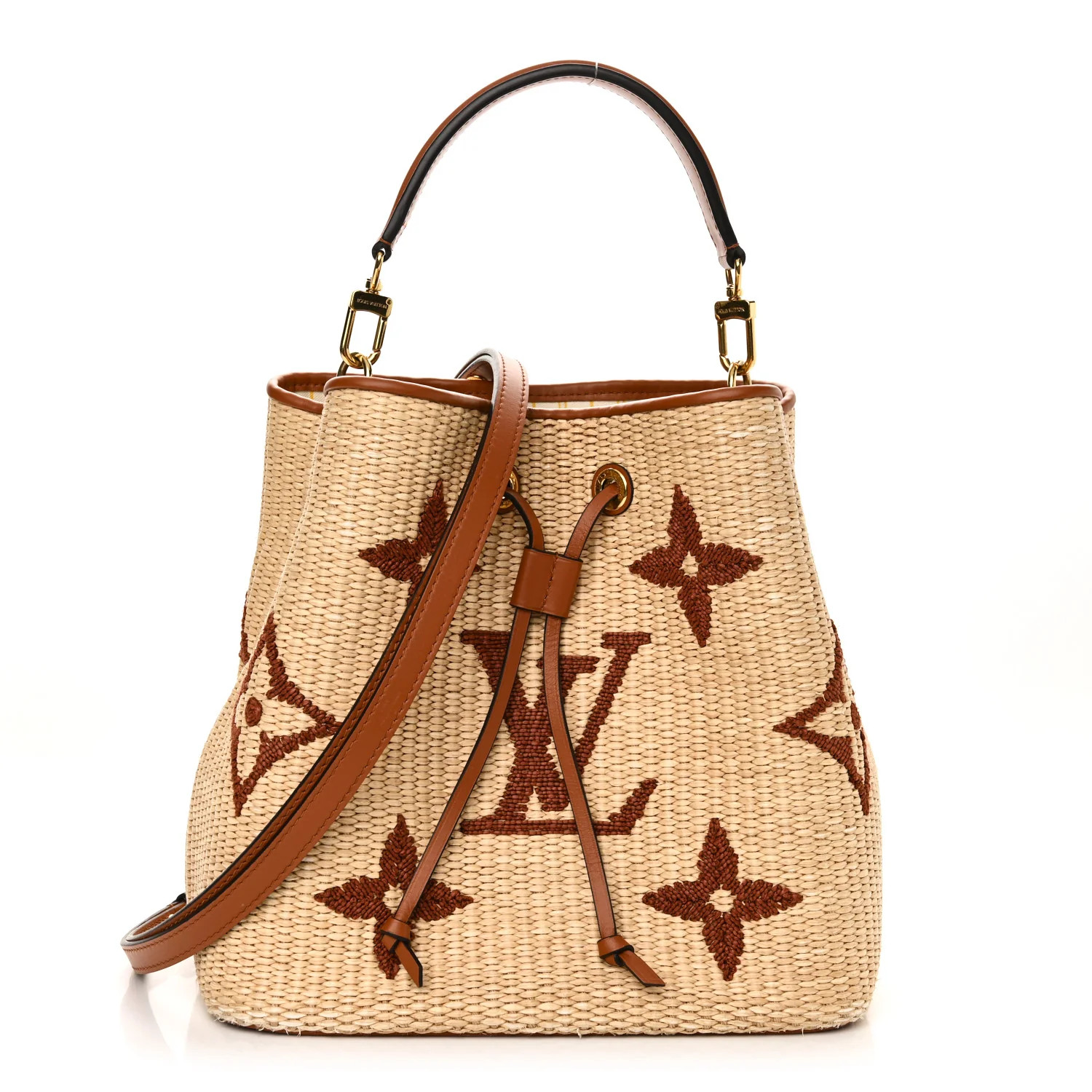Louis Vuitton Raffia Calfskin Monogram Neonoe MM Tan 1748533 | FASHIONPHILE (US)