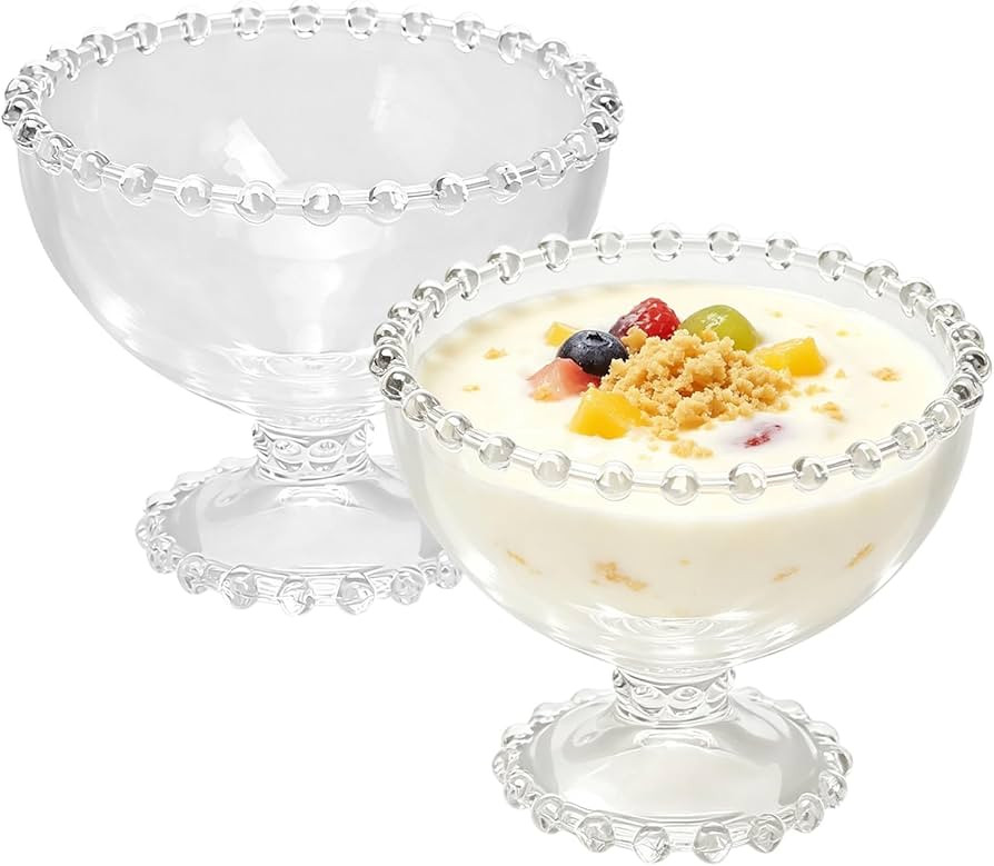 Glass Ice Cream Bowls,Clear Glass Dessert Bowls with Pedestal,Dessert Cups Trifle Dish for Layere... | Amazon (US)