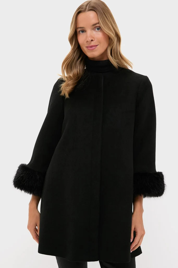 Black Wool Fur Cuff Harlan Coat | Tuckernuck (US)