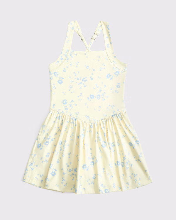 ypb mixed fabric drop-waist mini dress | Abercrombie & Fitch (US)