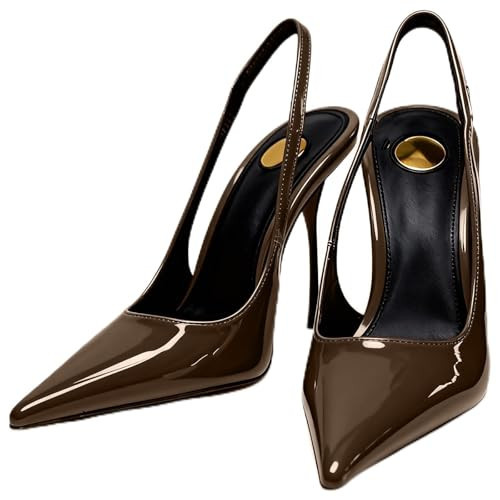 MEEYUS Women's Pointed Toe Slingback Pumps, Brown, Size 7.5 | Amazon (US)