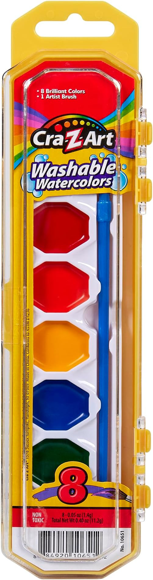 Cra-Z-art Washable Watercolors with Brush, 8 Colors, 1 Tray (10651) | Amazon (US)