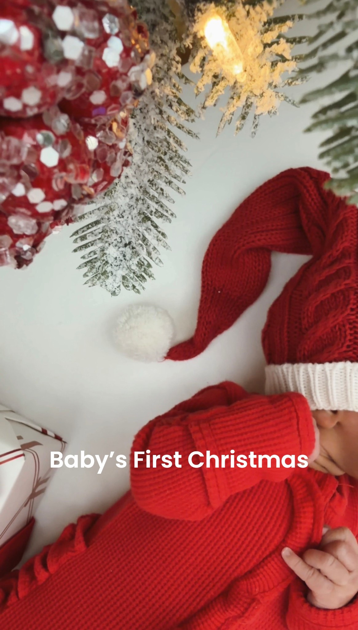 Baby’s first Christmas outfit! We originally got our first daughter the outfit set and now we’re using part of it again for our second daughter. Love th knit Santa hat with the red ruffle footie. I took out our mini crib mattress to lay baby girl on under the tree and it worked out perfectly. 

#LTKmomlife #LTKBaby #LTKHoliday