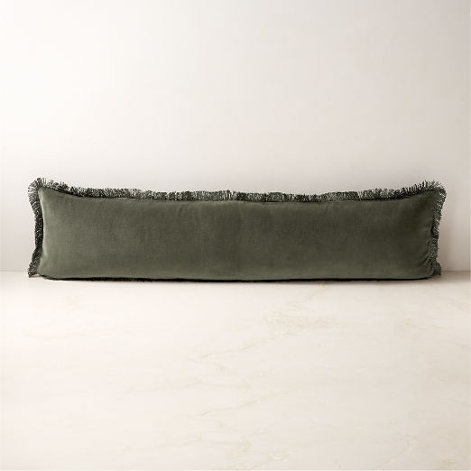 Bettie Forest Green Velvet Lumbar Pillow Cover 48"x12" + Reviews | CB2 | CB2