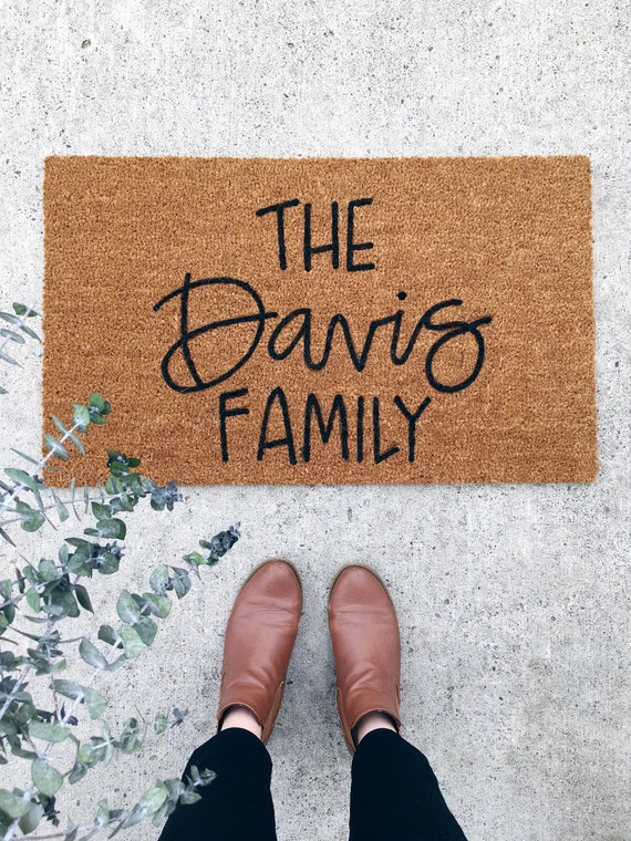 custom family name doormat | wedding gift | personalized welcome mat | coir mat | cute door mat | ho | Etsy (CAD)