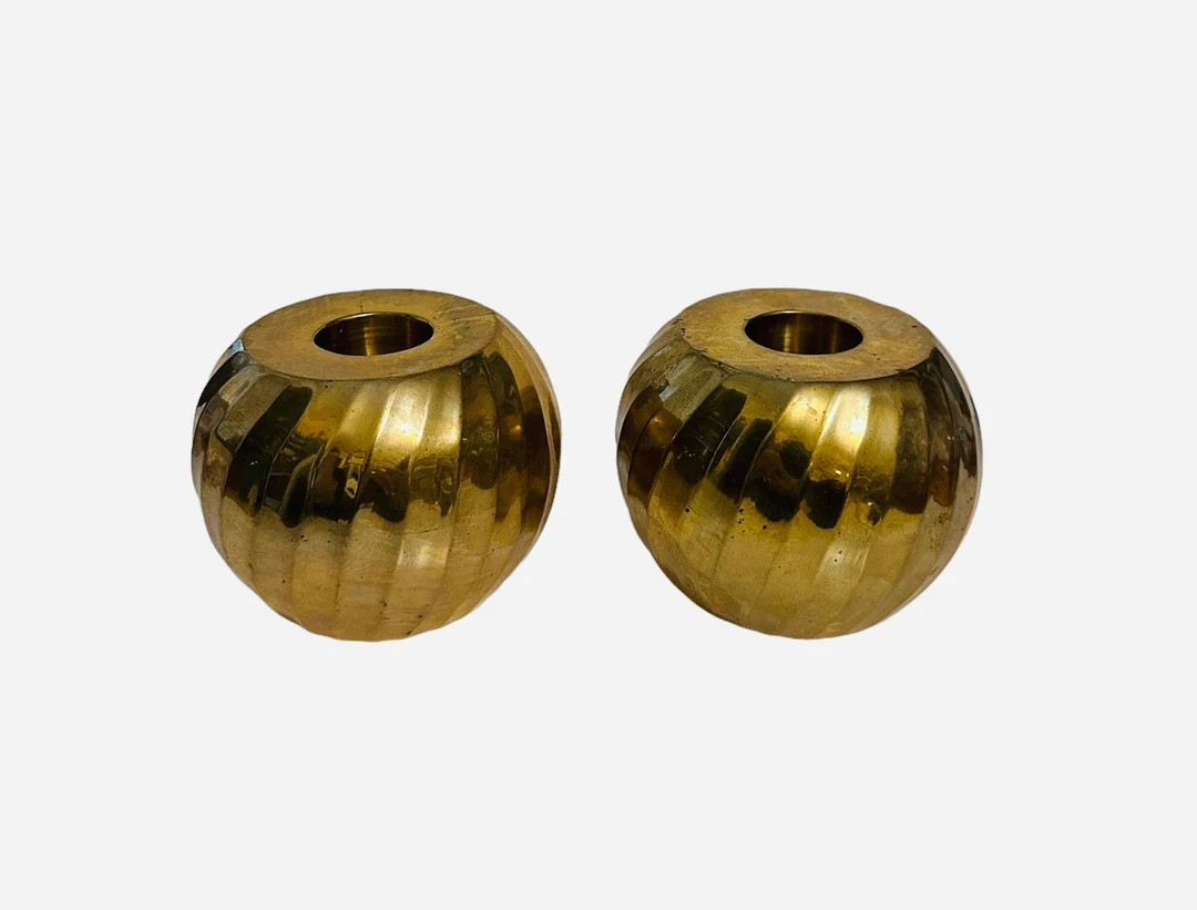 Vintage Brass Candlesticks Brass Candle Holders Mid Century Decor Brass Lover Gift Mid Mod Vibes ... | Etsy (US)