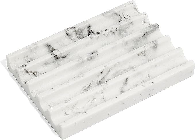 DAY1 Artisanal Marble Design Soap Dish for Bar Soap - Rectangle Stone Soap Tray & Saver for Showe... | Amazon (US)