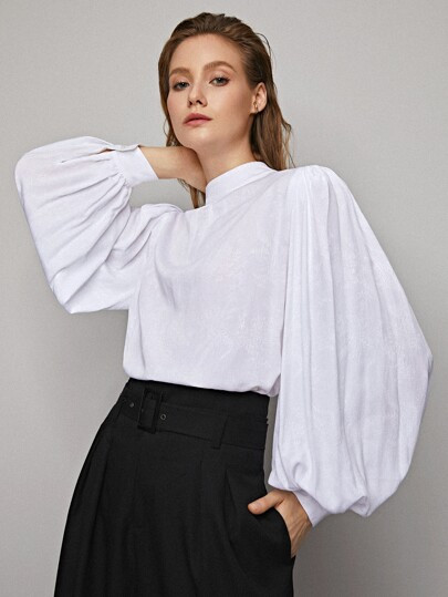 MOTF PREMIUM RAYON VOLUMINOUS SLEEVE TOP | SHEIN