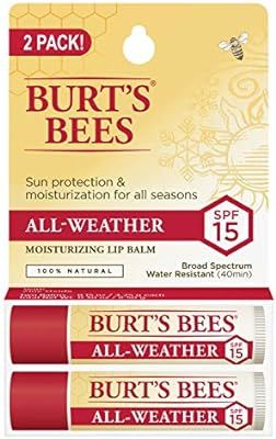 Burt's Bees 100% Natural All-Weather SPF15 Moisturizing Lip Balm, Water Resistant - 2 Tubes | Amazon (US)