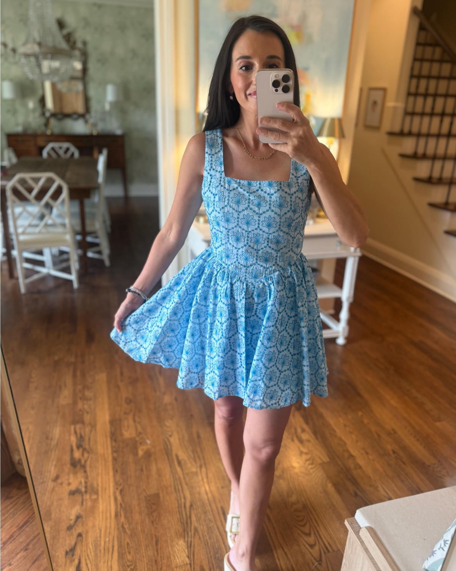 Obsessed with the details on the blue dress! Such a great dress for all summer!!! 

#LTKMothersDay #LTKgrwm #LTKootd