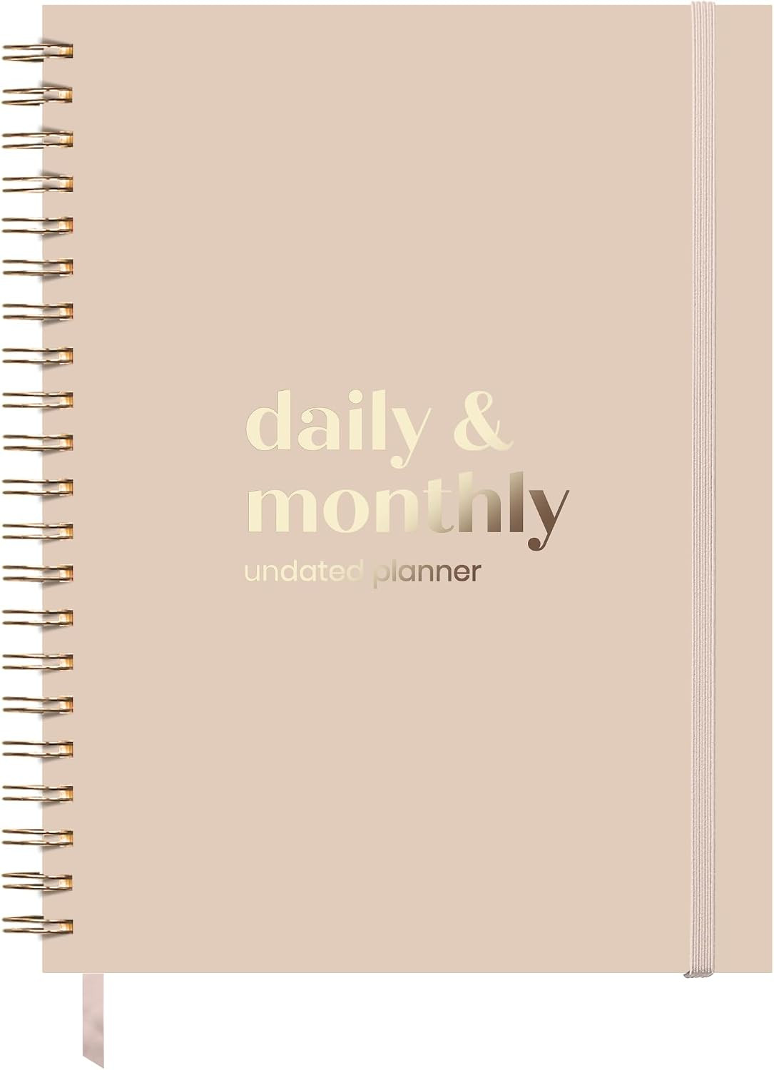 Undated Daily & Monthly Planner 2026-2027 | Hourly Schedule | Large 8.5" x 11" | Daily Work Planner with Full Page Per Day, To Do List, Time Blocking, Beige Hardcover Spiral Notebook | Amazon (US)