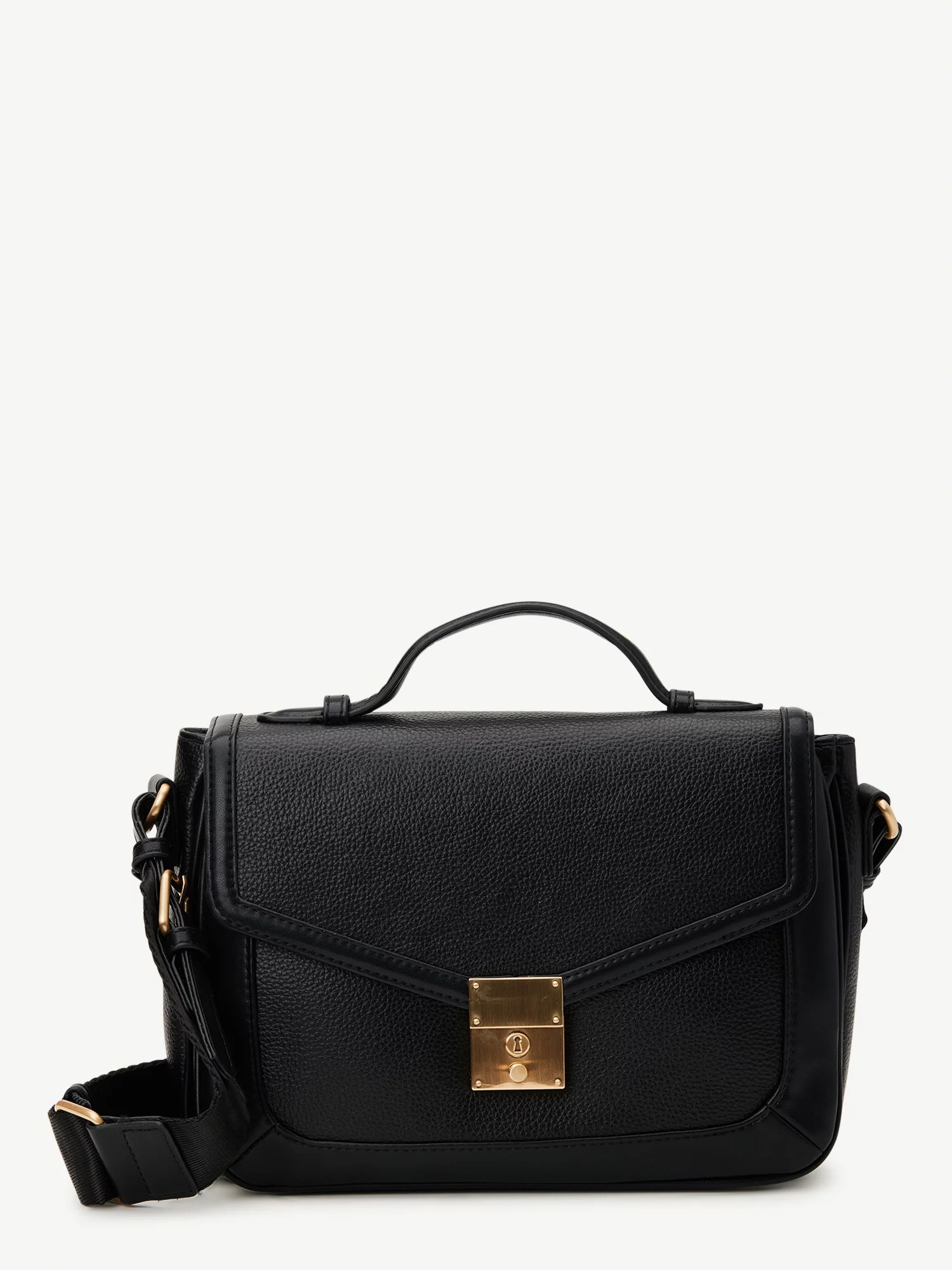 Time and Tru Women's Kate Flap Front Crossbody Bag, Black | Walmart (US)