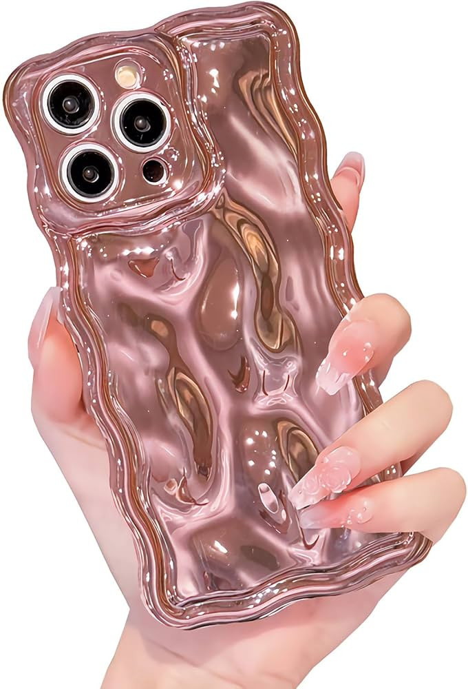 for iPhone 15 Pro Max Case Curly Wavy Cute Square Edge, Aesthetic Silicone Protective Cover for W... | Amazon (US)