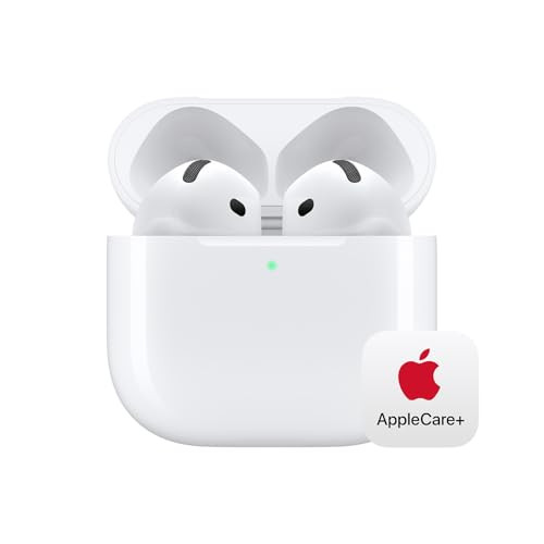 Apple AirPods 4 Wireless Earbuds, Bluetooth Headphones, Personalized Spatial Audio, Sweat and Water Resistant, USB-C Charging Case, H2 Chip, Up to 30 Hours of Battery Life with AppleCare+ (2 Years) | Amazon (US)