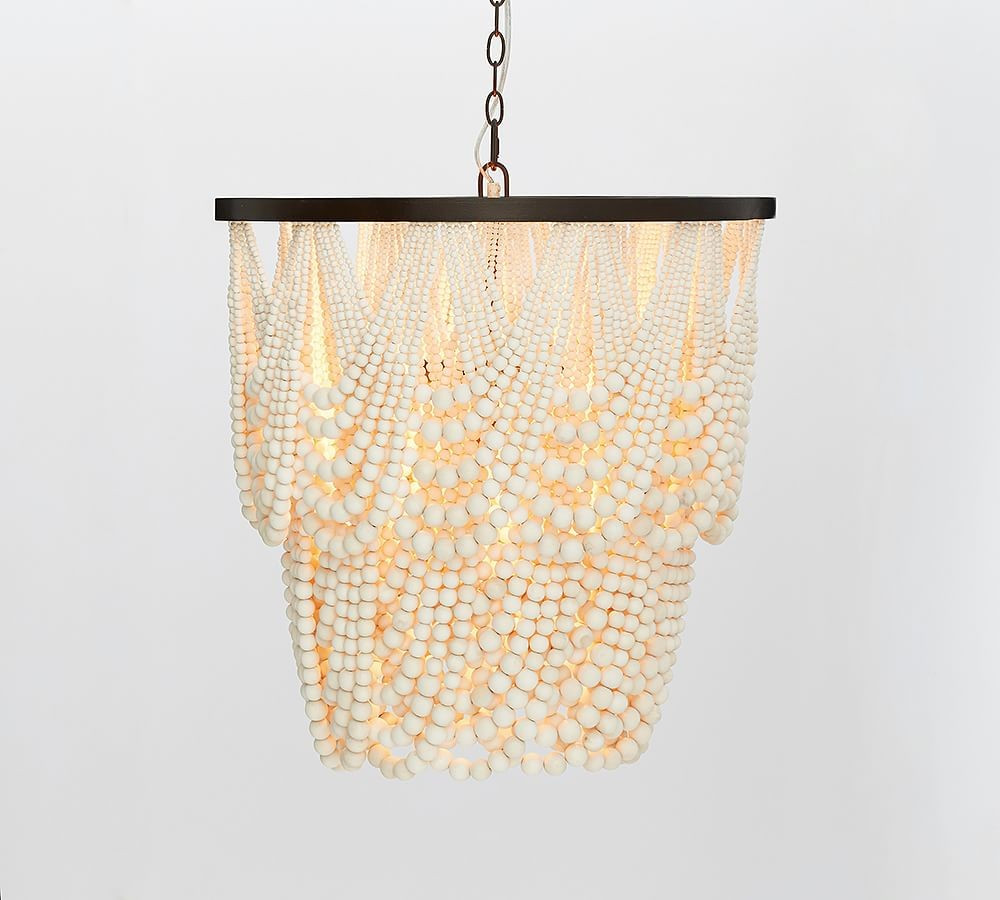 Amelia Wood Bead Chandelier, 24"" Diameter | Pottery Barn (US)