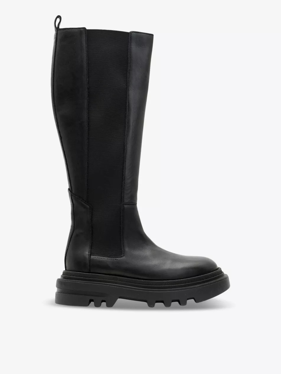 Monica elasticated-side flat leather knee-high boots | Selfridges