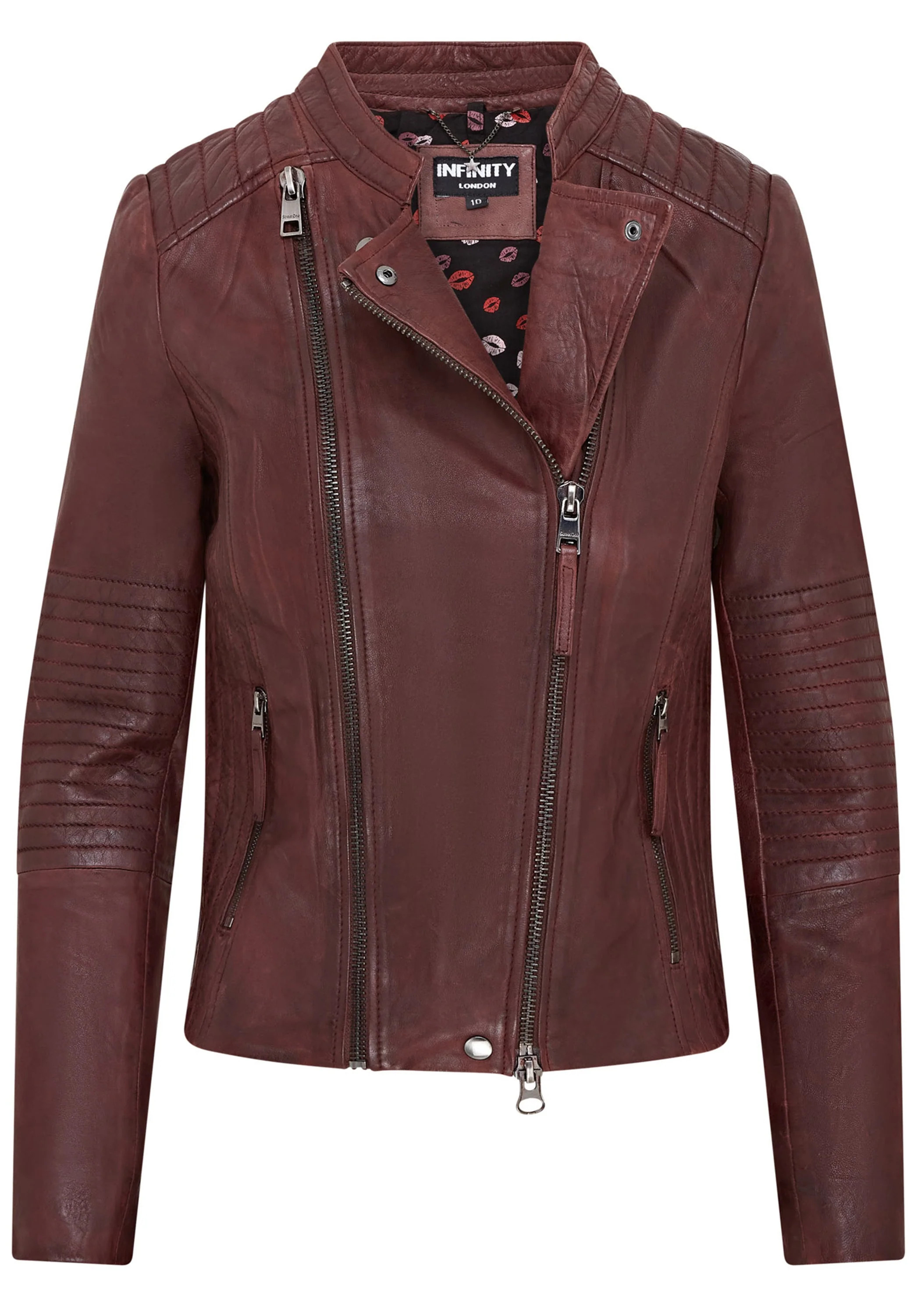 Womens Burgundy Biker Leather Jacket - Delhi | Shop Simon