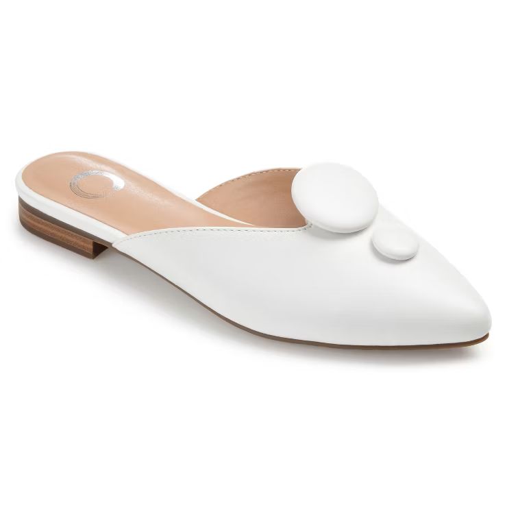 Journee Collection Womens Mallorie Slip On Pointed Toe Mules Flats, White 6 : Target | Target