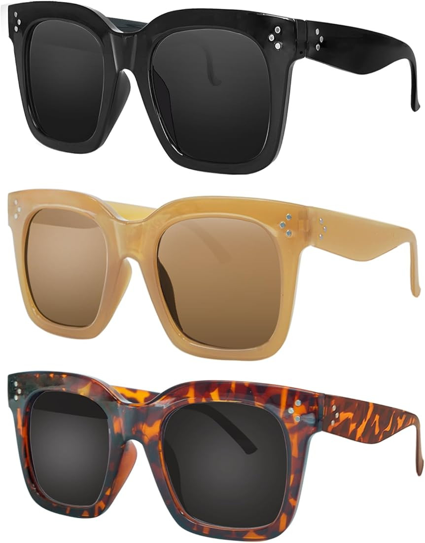 Salfboy Trendy Sunglasses for Womens Oversized Square Vintage Sun Glasses Eyewear UV Protection | Amazon (US)