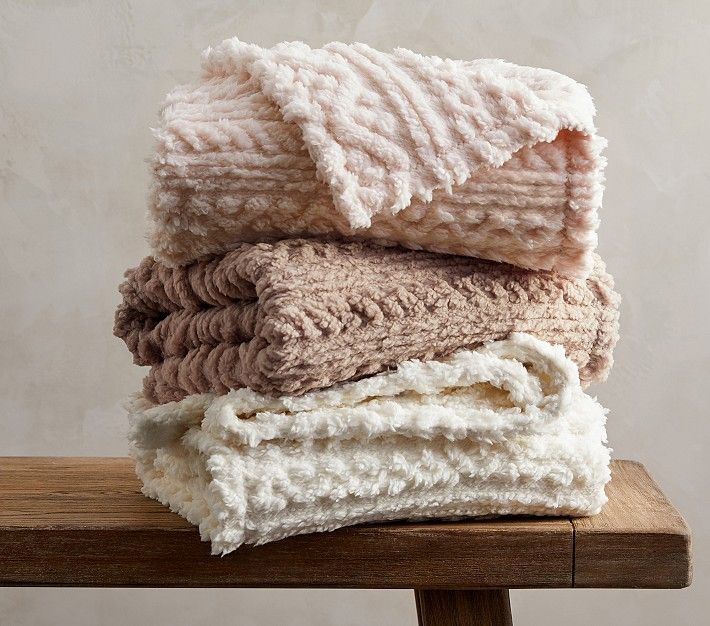 Carved Cable Sherpa Baby Blanket | Pottery Barn Kids