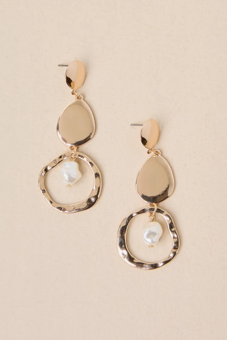 Luxurious Image Gold Pearl Statement Drop Earrings | Lulus
