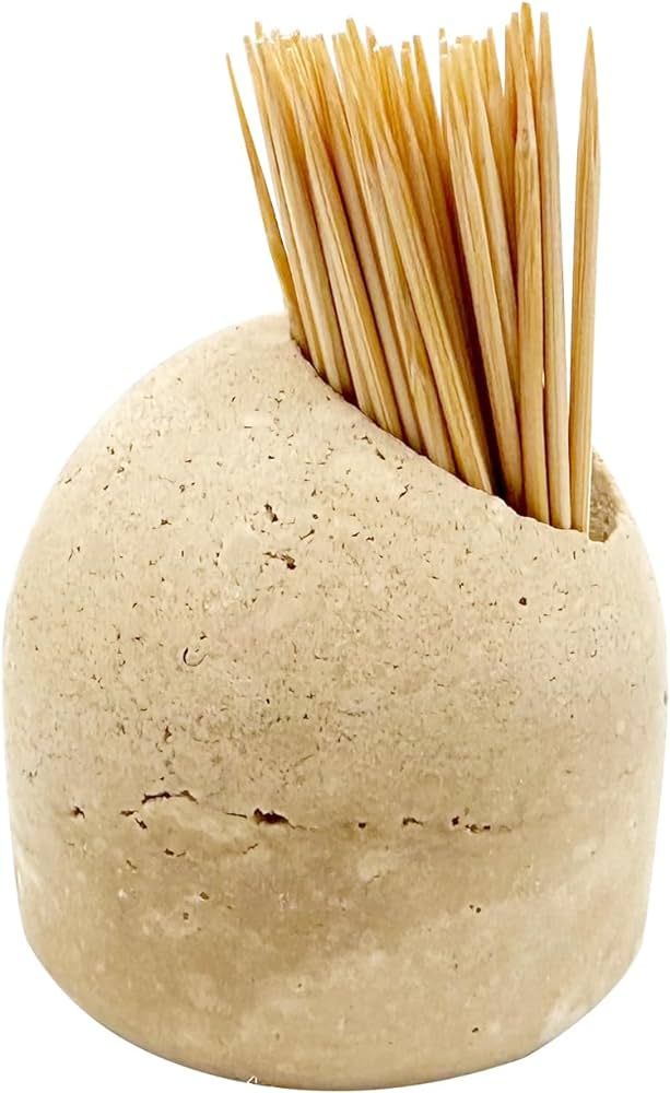 PHINILUX 100% Travertine Toothpick Holder | Match Holder | Cute Beige Match Jar | Matches Box for... | Amazon (US)