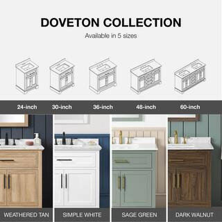 Doveton 48 in. Single Sink Freestanding Weathered Tan Bath Vanity with White Engineered Marble To... | The Home Depot