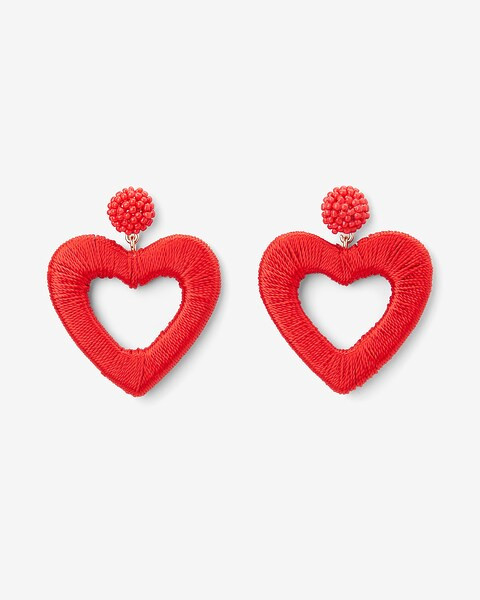 Thread Wrapped Heart Drop Earrings | Express