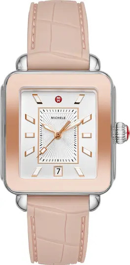 MICHELE Deco Sport Silicone Strap Watch, 34mm x 36mm | Nordstrom | Nordstrom