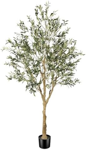 Faux Olive Tree 7ft - Realistic Artificial Olive Tree 7 Feet Indoor (84") - Tall Fake Potted Oliv... | Amazon (US)