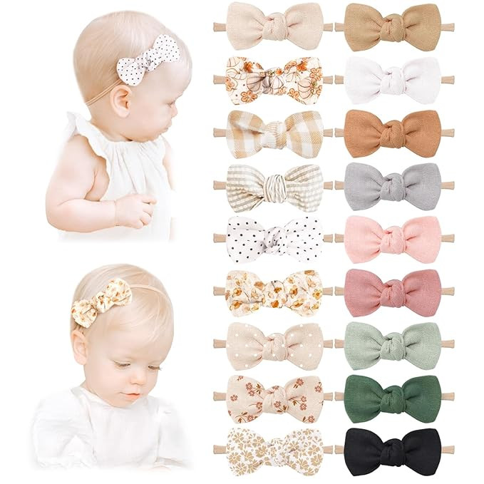 Niceye Baby Girl Bows and Headbands, Stretchy Nylon Hairbands Hair Bows for Newborns, Infants, To... | Amazon (US)