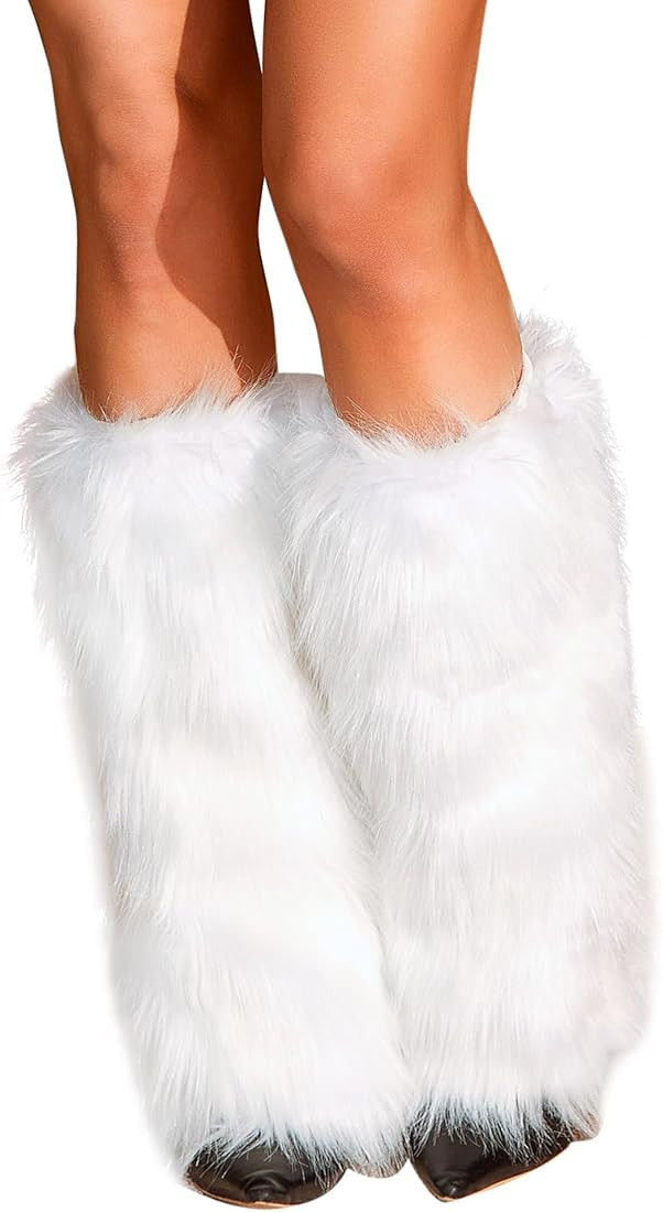 RSLOVE Women's Fuzzy Leg Warmers Winter Fur Fluffy Leg Warmers Soft Boot Cuffs Covers Halloween S... | Amazon (US)