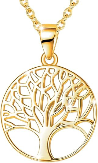 AGVANA Gold Plated Sterling Silver Tree of Life Pendant Necklace Earrings for Women Dainty Family... | Amazon (US)