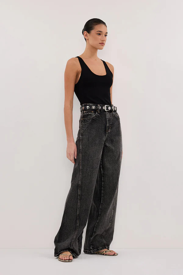 CARSON WASHED BLACK TALL WIDE LEG JEAN | DISSH