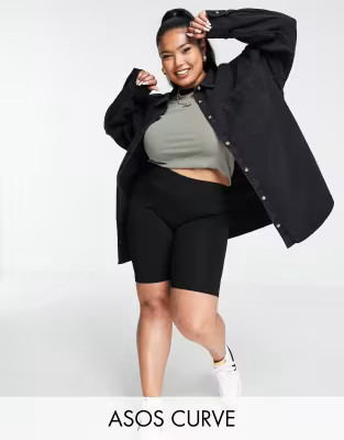 ASOS DESIGN Curve denim 'original' shirt in washed black | ASOS (Global)