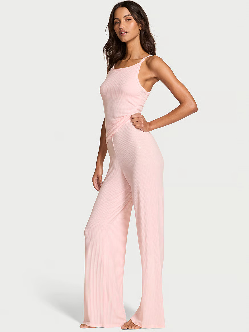 Buy Modal Wide-Rib Lounge Tank & Pants Set, Angel Pink - Order Pajamas Sets online - Victoria's S... | Victoria's Secret (US / CA )