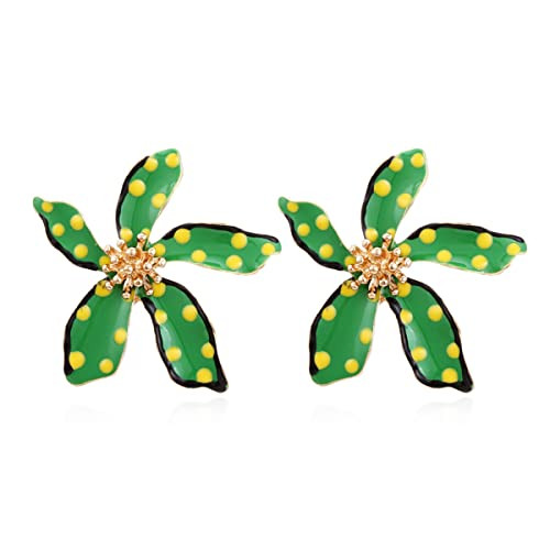 Flower Stud Earrings Polka Dot Flower Earring Floral Earrings Cute Polka Dot Pattern Earrings Ele... | Amazon (US)