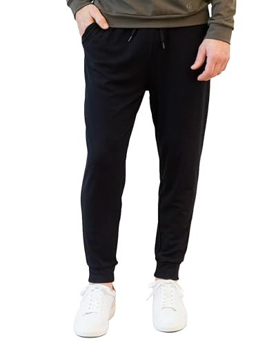 Cozy Earth Men’s Ultra Soft Jogger Pants with Zippered Back Pocket - Viscose from Bamboo Blend - Lightweight All-Season Comfort - Small Black | Amazon (US)