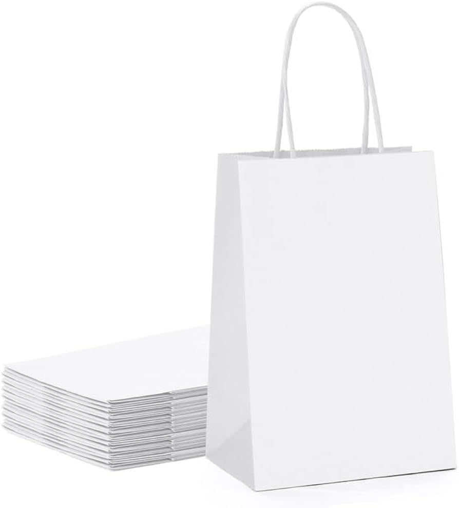 MESHA Gift Bags White Paper Bags 20Pcs 5.25x3.75x8 Inches Small Paper Gift Bags with Handles Bulk... | Amazon (US)