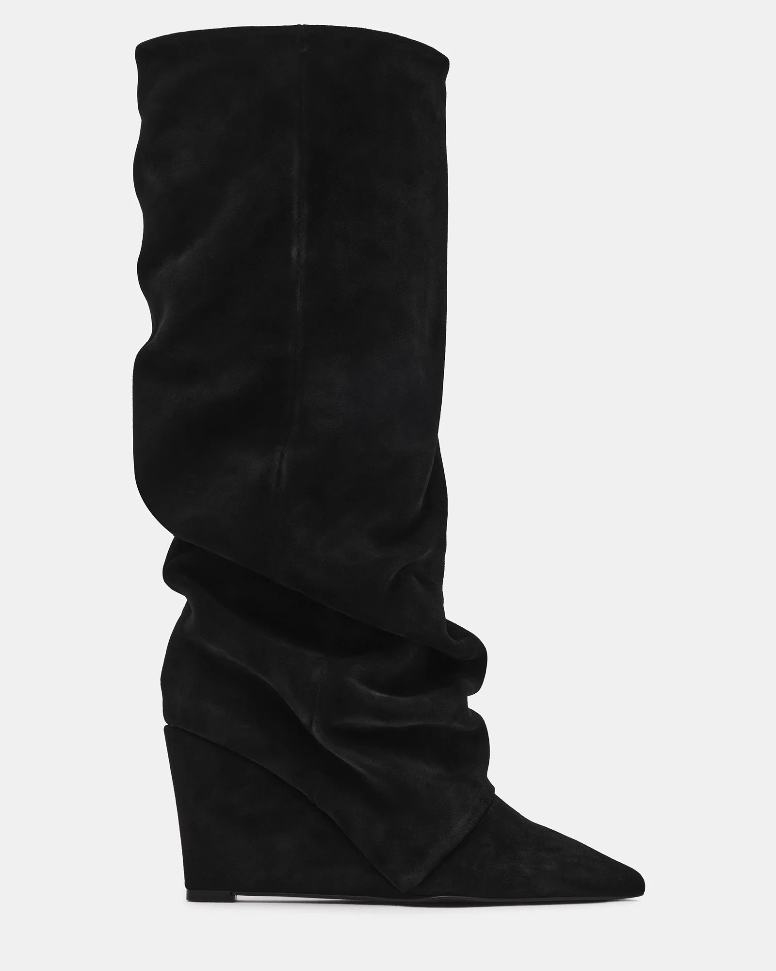 Steve Madden Women's Liberty Cuffed Boots - Black Suede - Size 7.5 - Leather | Steve Madden (US)